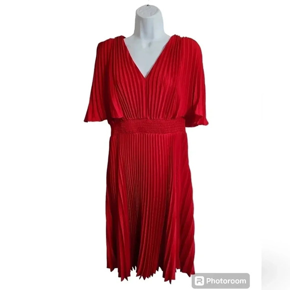 Express Dresses & Skirts - Express Medium Bright Red Pleated Egyptian Empire Cocktail Luxury Party Dress